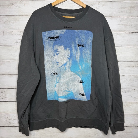 Ariana Grande Heaven Sent Graphic Crewneck Sweatshirt XXL Gray Tour Merch - Picture 2 of 5
